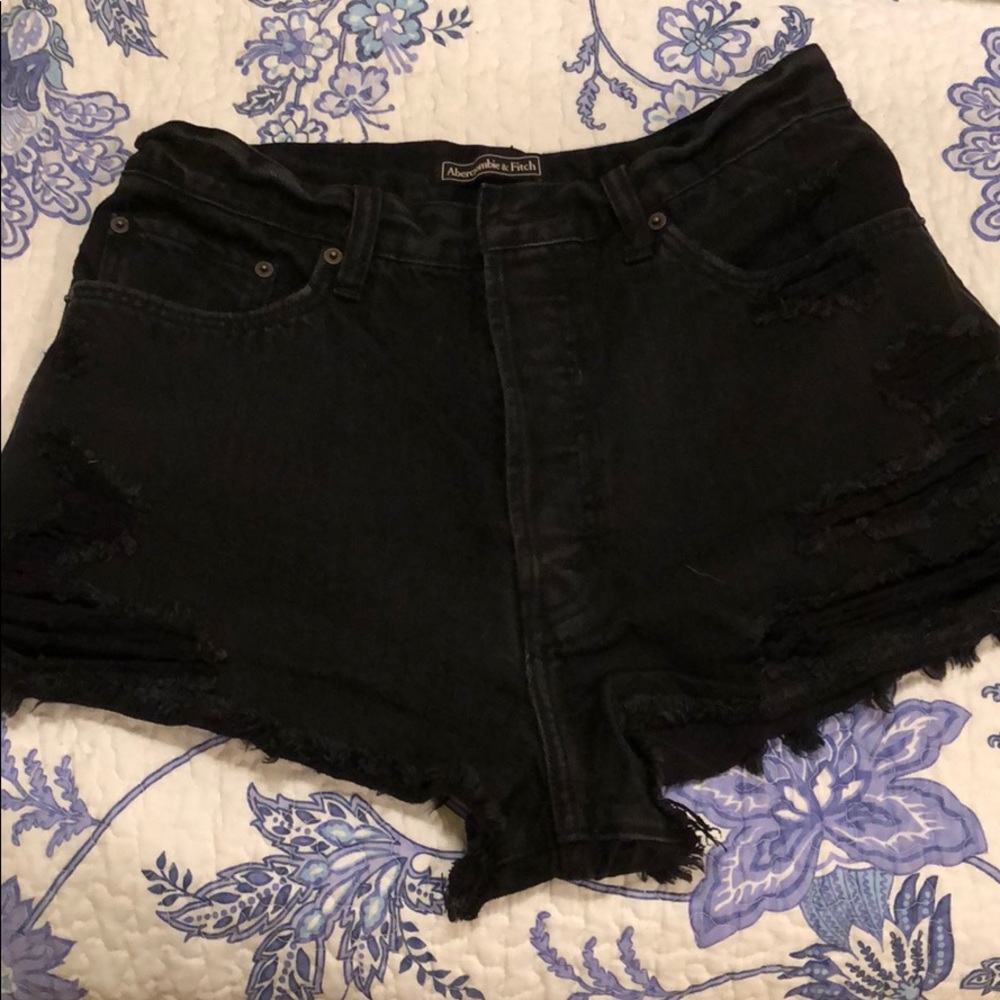 Abercrombie black high rise denim short